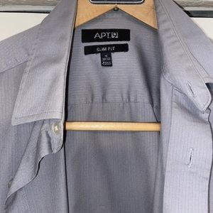 Men’s Dress Shirt - Apt. 9 (Brand), Small, Silver w Vertical Pattern